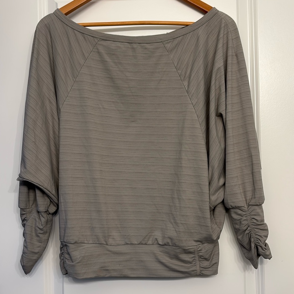 Prana Ruched Sleeve Batwing Striped Top